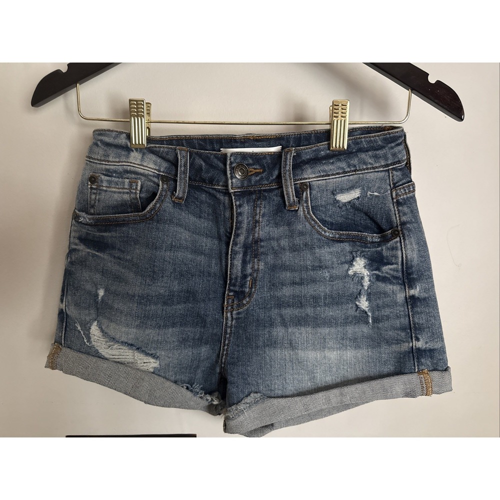 Eunina‎ Women Blue Denim Shorts XS Super High Rise